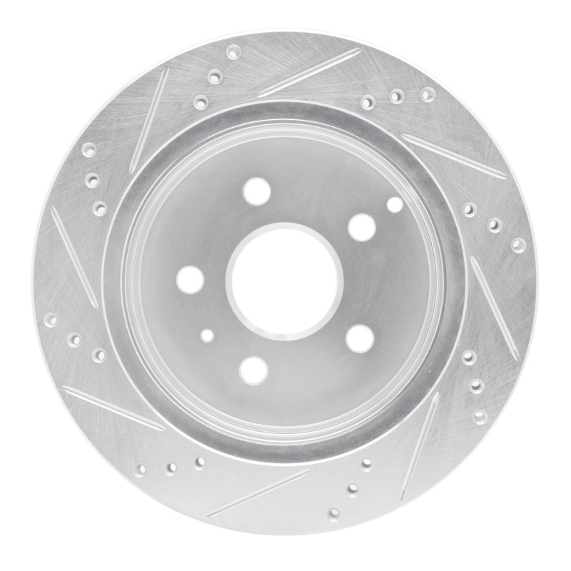 Chevrolet Equinox Brake Rotor (1) - Rear Right - R1 Concepts - Drilled & Slotted - Silver - `10-`17